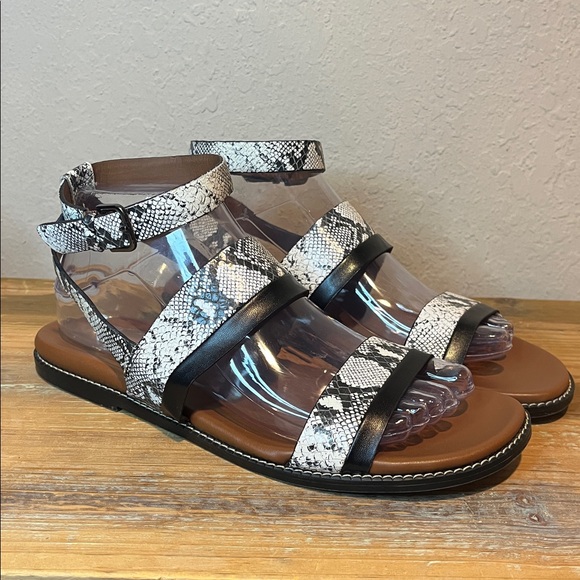 Naturalizer Shoes - Naturalizer Kelsie White Black Snake Print Sandal - Size 7